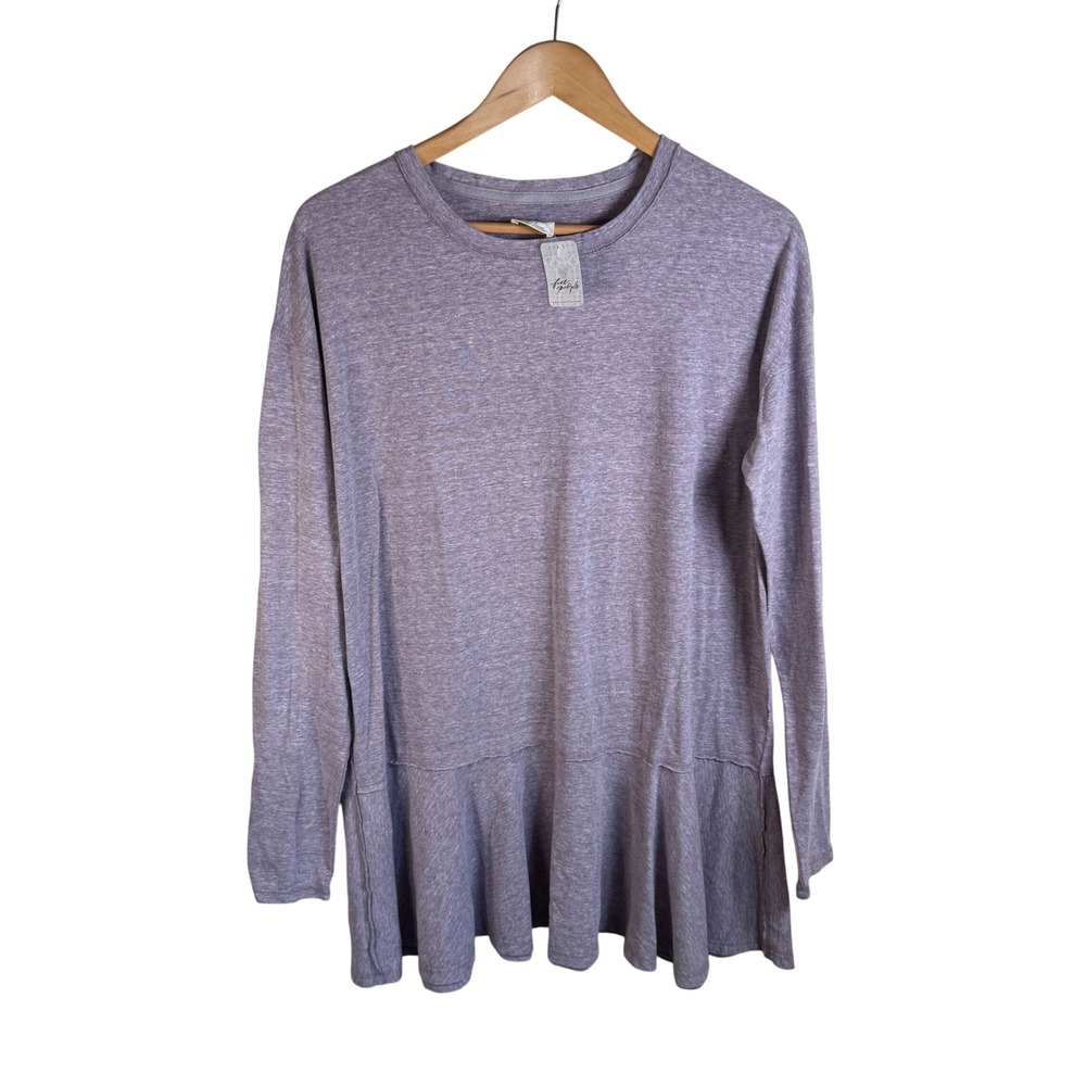 NWT Free People We The Free Paris Tunic Women XS Purple Peplum Indie Flowy Slub